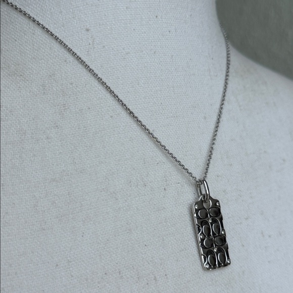 Coach silver rhinestone hang tag necklace - NWOT - Picture 2 of 9